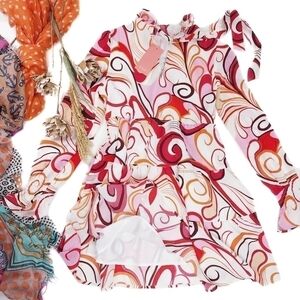 New Aiblee White Pink Red Dress Sz Med